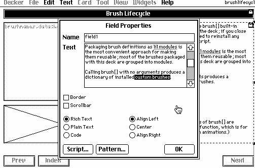 Setting up a link within a deck